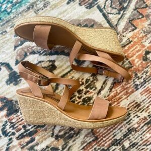 Zodiac Tan Strappy Wedge Sandals